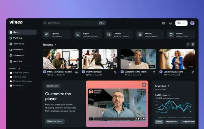 how to save player setting in vimeo